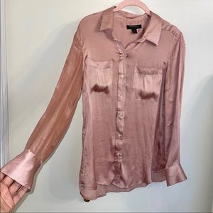 Pink Satin Banana Republic Collared Button Up